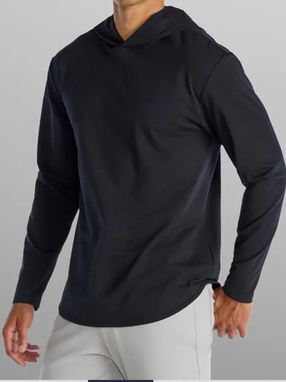 BYLT Basics Mens Hooded Drop Cut Long Sleeve Shirt Small Gray Lightweight NWOT